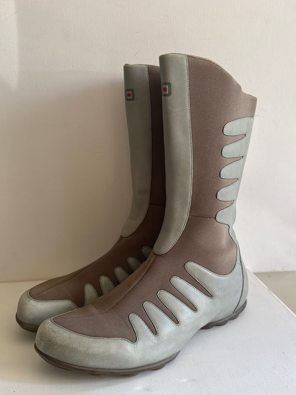 Tsubo Vintage Y2K Futuristic Leather Stretch Light Blue Mid-Calf Boots Size 10 - Picture 6 of 13